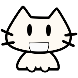 笑い顔の白い猫のアイコン